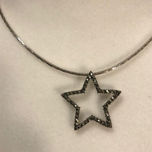 Marcasite Star silver pendant w/Sterling roc chain